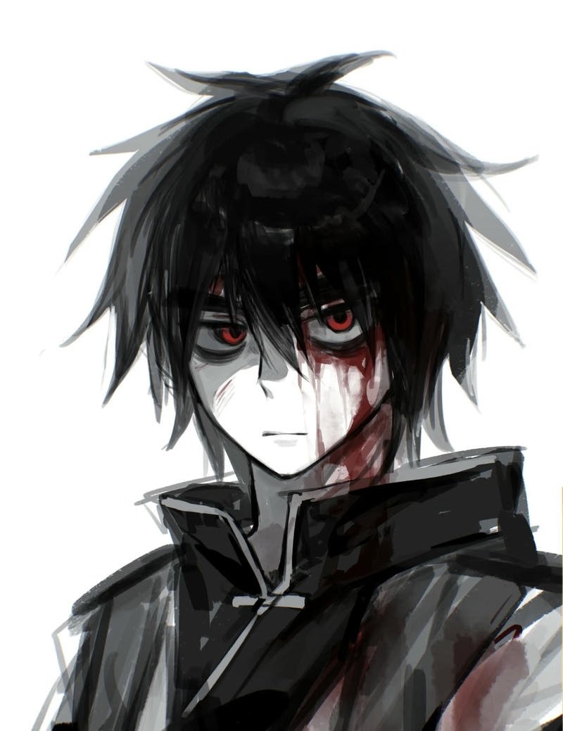 anime battle survivor portrait covered in blood bloody anime pfp