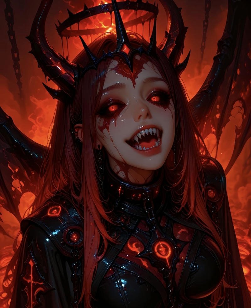 anime cursed warrior portrait with blood aura bloody anime pfp