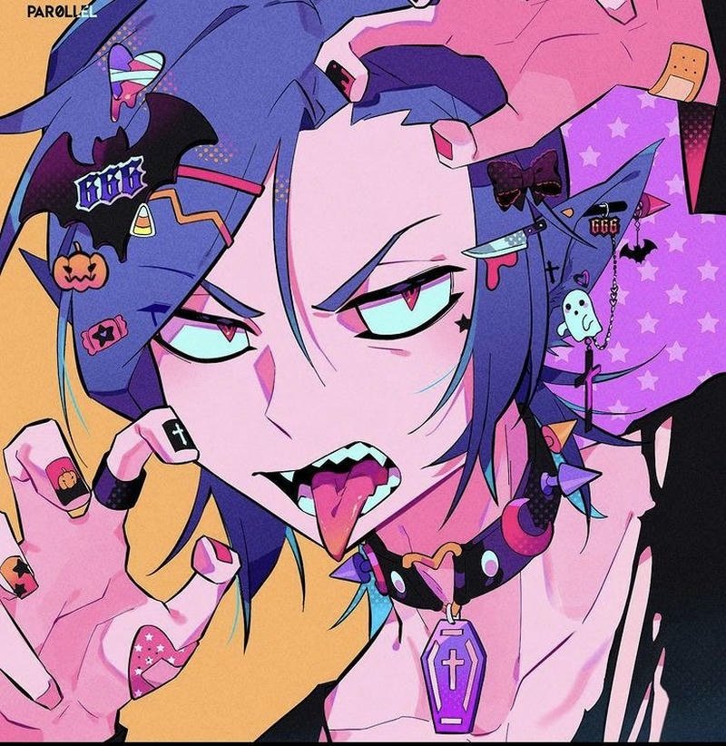 anime tech girl portrait holographic headset cyberpunk anime pfp aesthetic