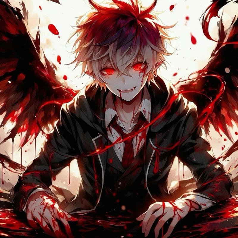 battle damaged anime fighter portrait intense bloody anime pfp