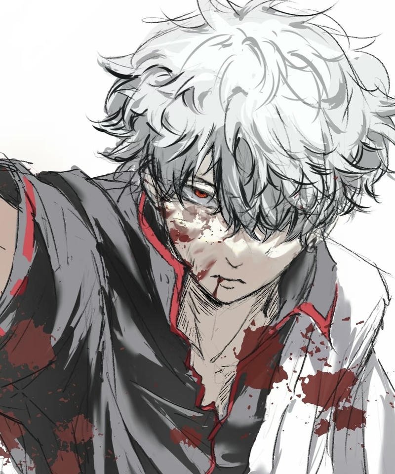 creepy red aesthetic anime character portrait bloody anime pfp