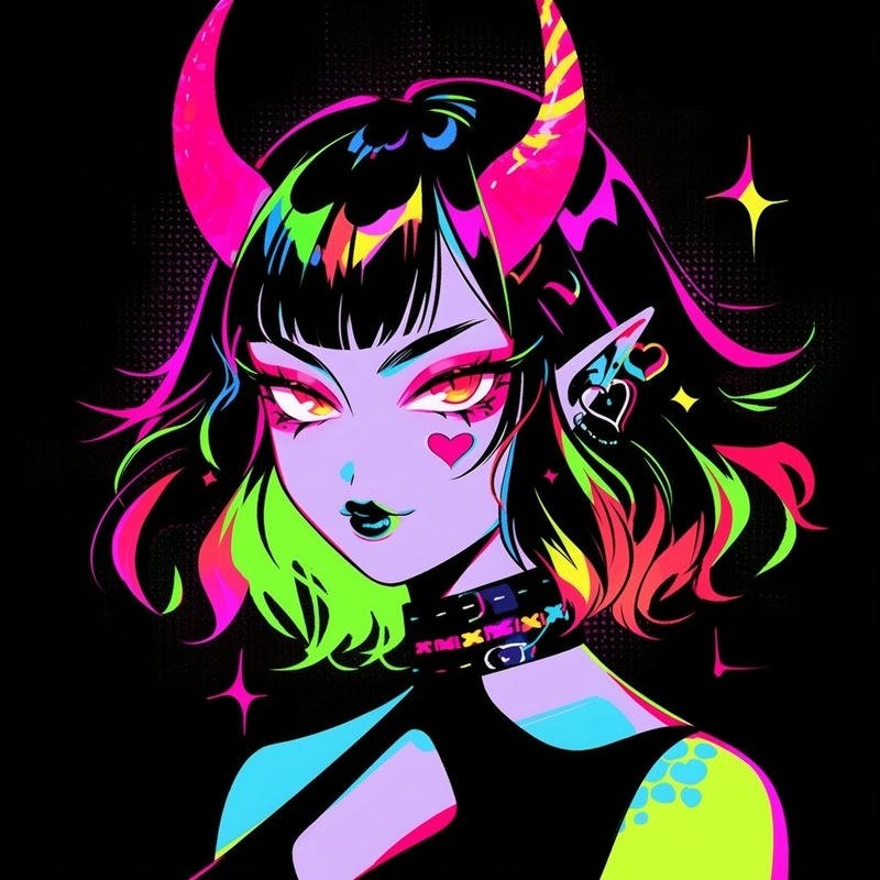 cyber detective character portrait neon background cyberpunk anime pfp aesthetic