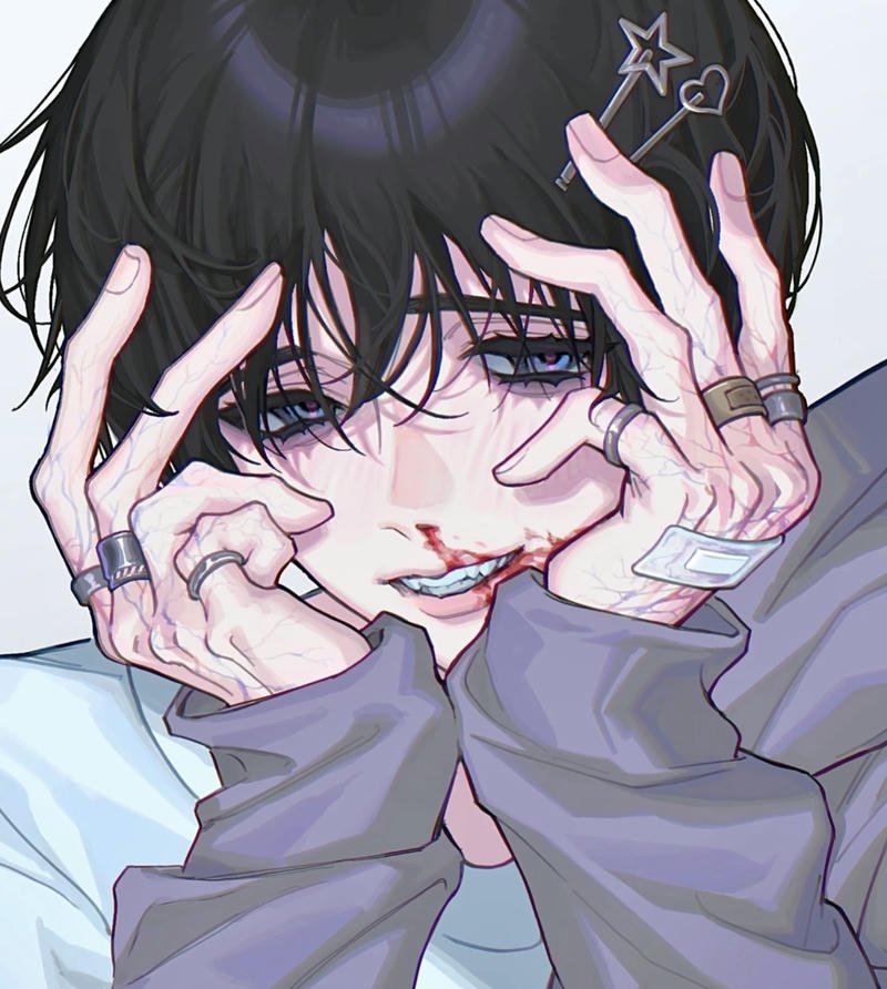 dark fantasy warrior with glowing sword anime bloody pfp aesthetic