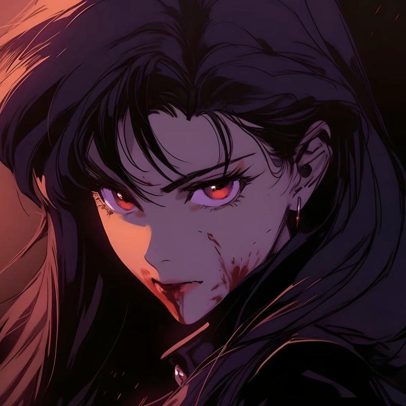 dark samurai warrior portrait with blood anime bloody pfp