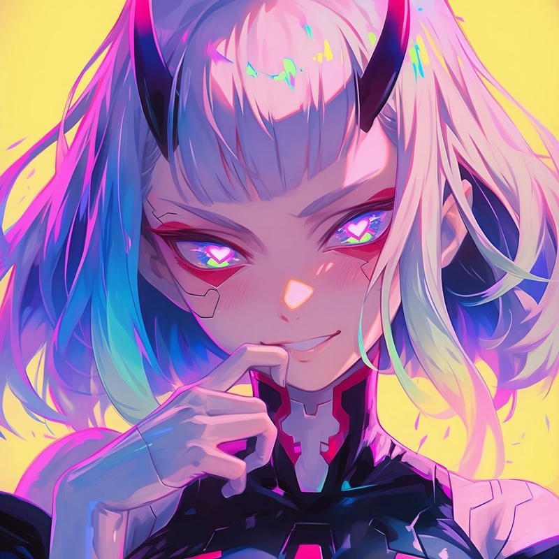 digital glitch anime avatar portrait style cyberpunk anime pfp aesthetic