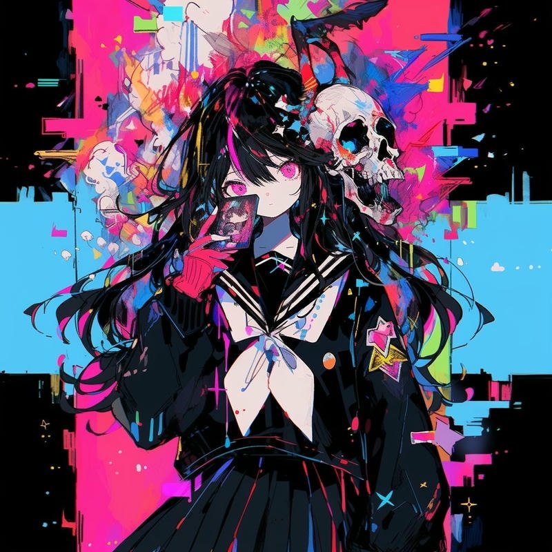 futuristic anime villain portrait with hologram lights cyberpunk anime pfp