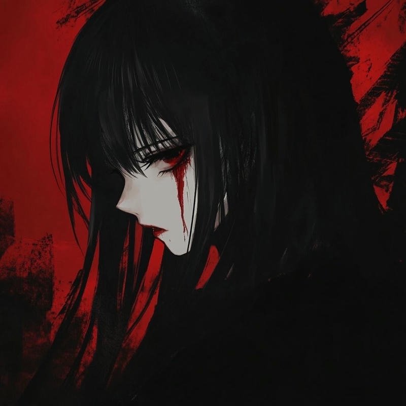 ghost anime character with blood tears creepy anime bloody pfp