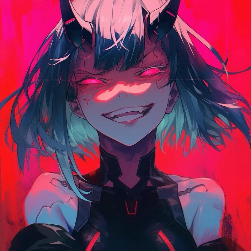 hologram interface hacker avatar portrait cyberpunk anime pfp aesthetic style