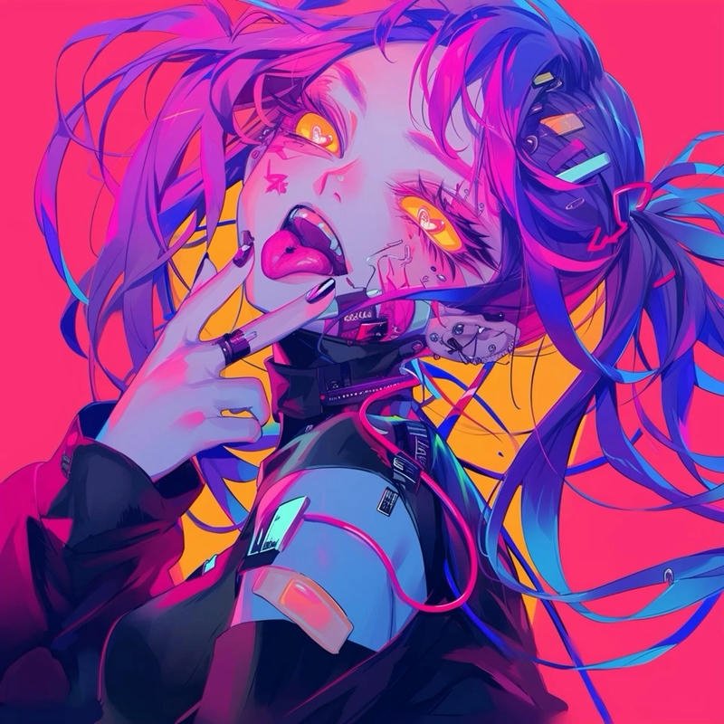 neon blue light warrior portrait style cyberpunk anime pfp aesthetic