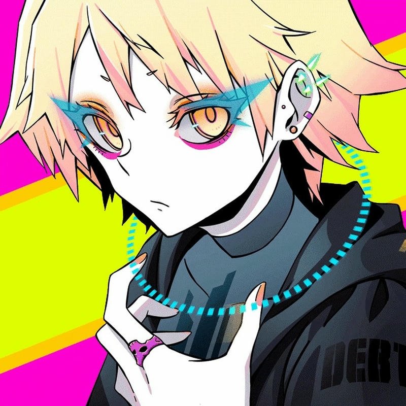 neon purple city background warrior portrait cyberpunk anime pfp aesthetic