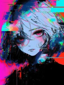 neon rain futuristic warrior portrait style cyberpunk anime pfp aesthetic