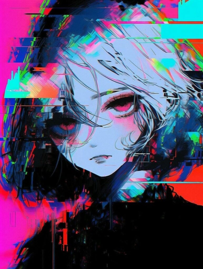 neon rain futuristic warrior portrait style cyberpunk anime pfp aesthetic