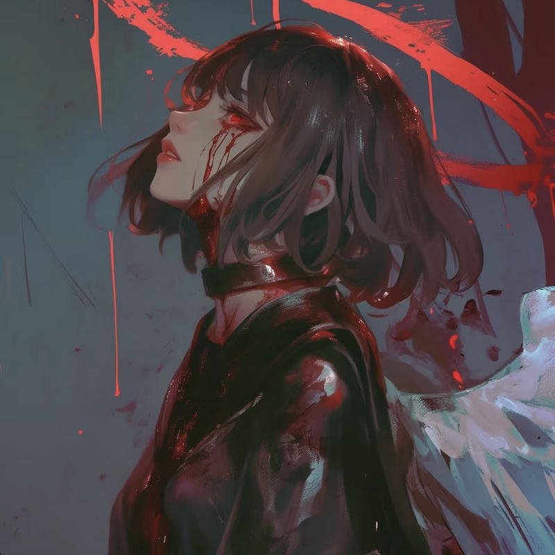 shadow warrior portrait dramatic blood effect anime bloody pfp